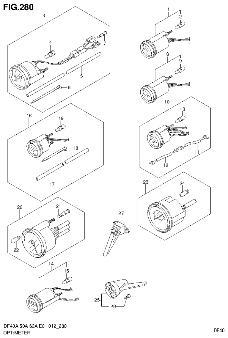 Suzuki DF40AST, DF50A, DF50ATH OPT:METER (DF60A E1) parts diagram